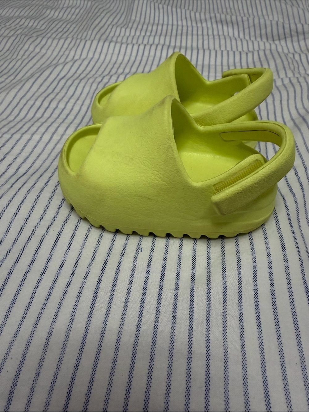 Yeezy Kids Neon Yellow Slip-On Foam Sandals with Back Strap